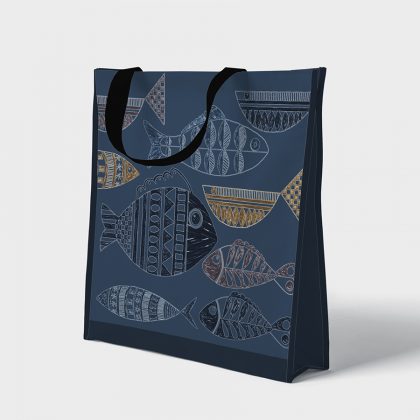 scraffito fish tote bag