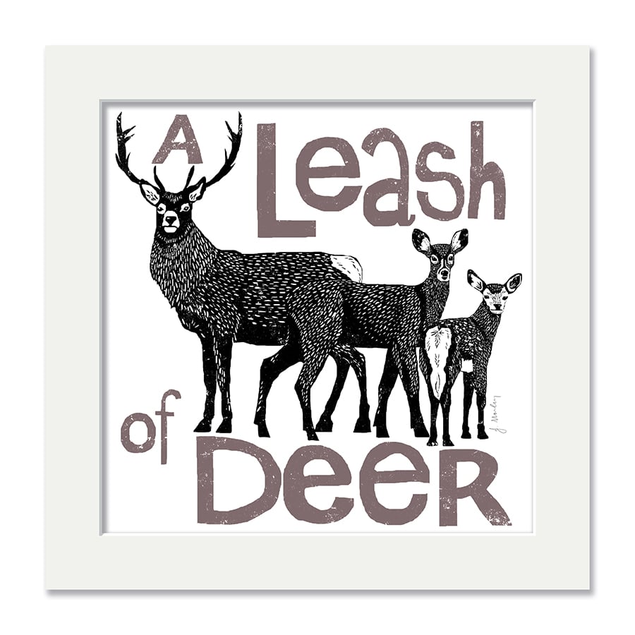 Deer Collective Noun Mounted Print