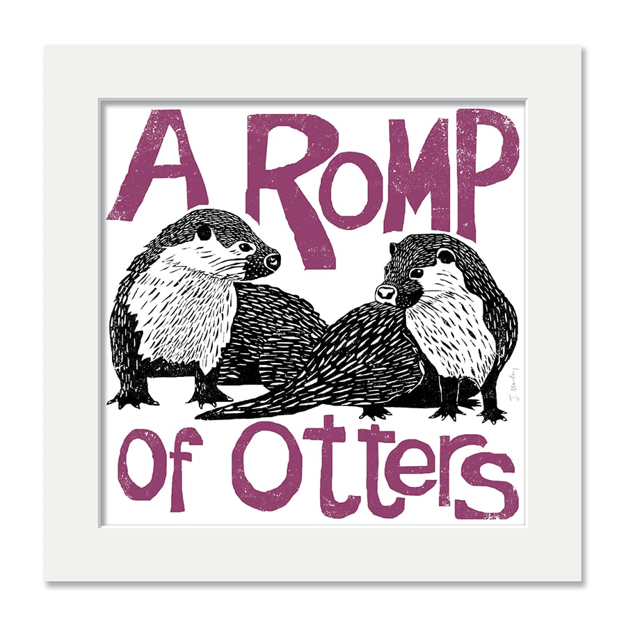 Otters Collective Noun Mounted Print