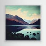 Mountain view canvas print - white frame