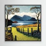 Lake Walk Canvas Print Black Frame