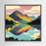 Rainbow Mountain Canvas Print black frame