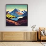 Snowy Peaks Canvas Print black frame